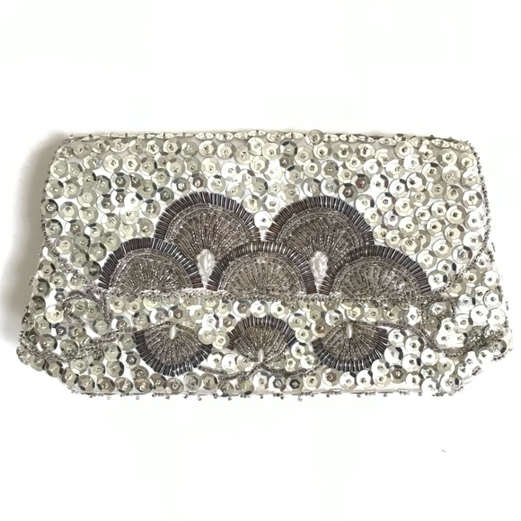 Vintage Handbags - Vintage Art Deco Style Beaded Evening Bag Clutch